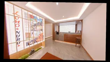 Lomo Nuru Massage: reception hall with Lomo Nuru window graphics